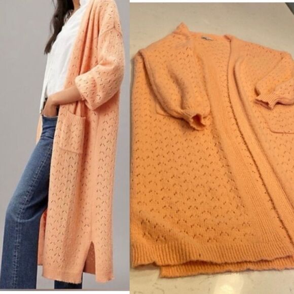 Anthropologie FRNCH Paris Clementine Longline Duster Cardigan with pockets OS - Picture 2 of 11